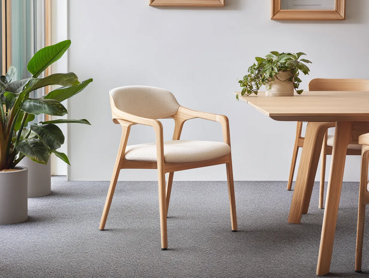 Sillón de madera natural 58x56x78 cm - asiento beige - diseño compacto para salón-Zimoioliving