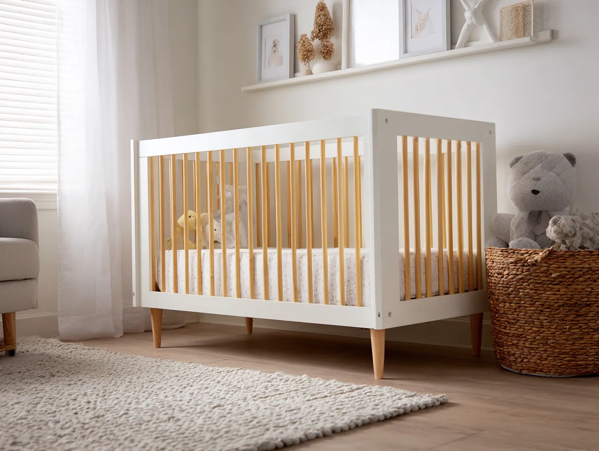 Cama Infantil de madera 141x71x89 cm - blanco y marrón - dormitorio infantil con patas cónicas-Zimoioliving