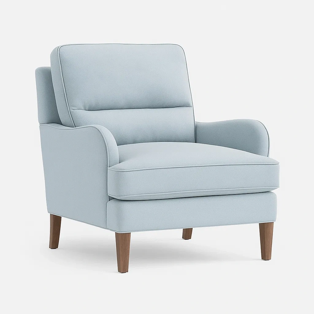 Sessel Hellblau mit Massivholzbeinen-COZYARONE
