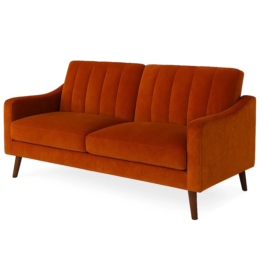 Samt Zweisitzer Sofa Orange 150cm-COZYARONE