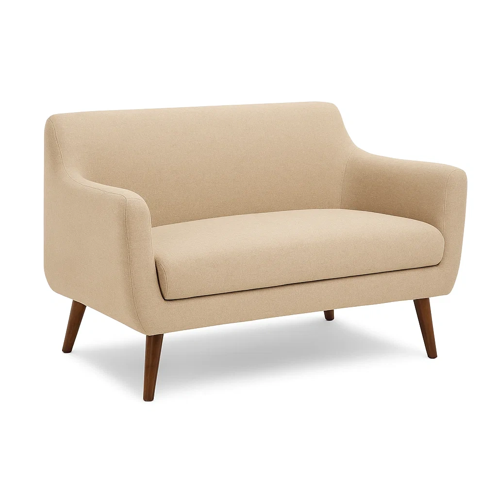 Zweisitzer Sofa Beige Stoff mit Holzbeinen-COZYARONE