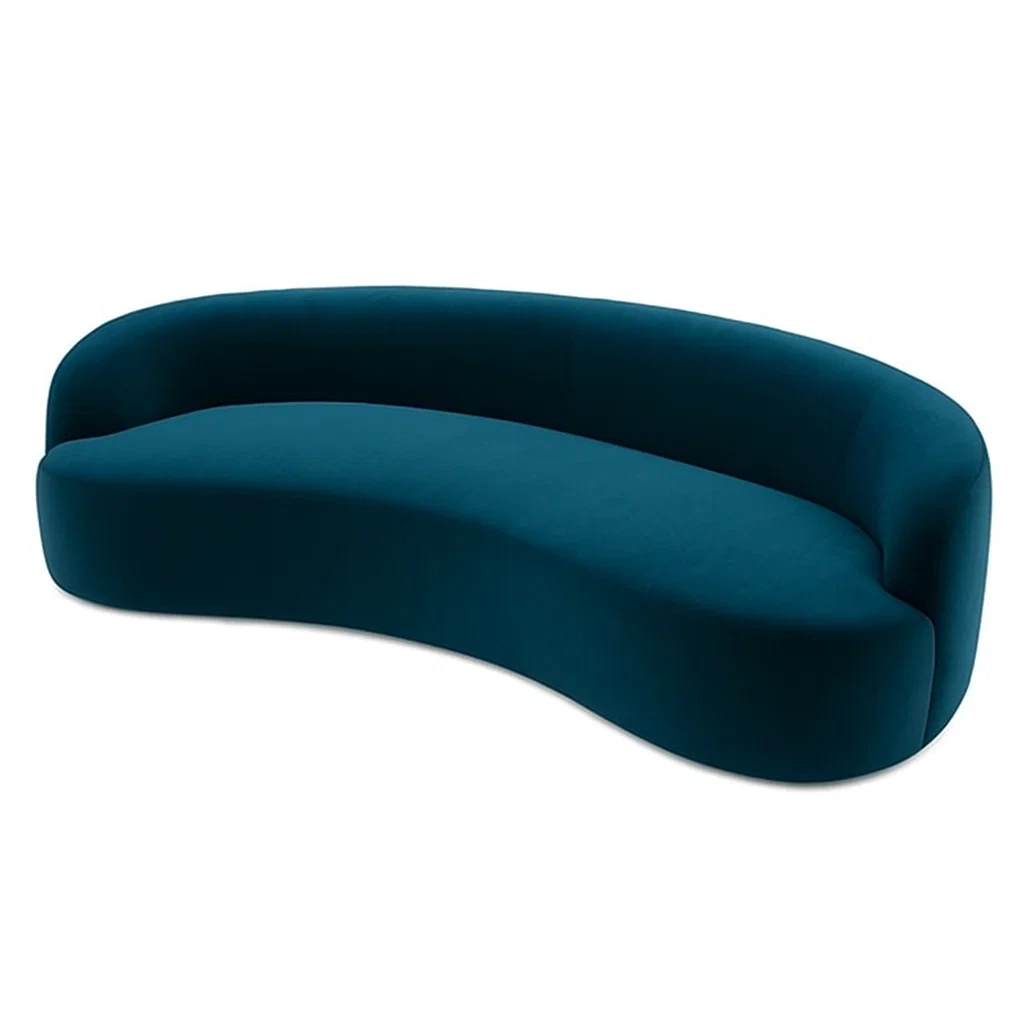 Sofa Halbrund 300 cm Samt Blau-COZYARONE
