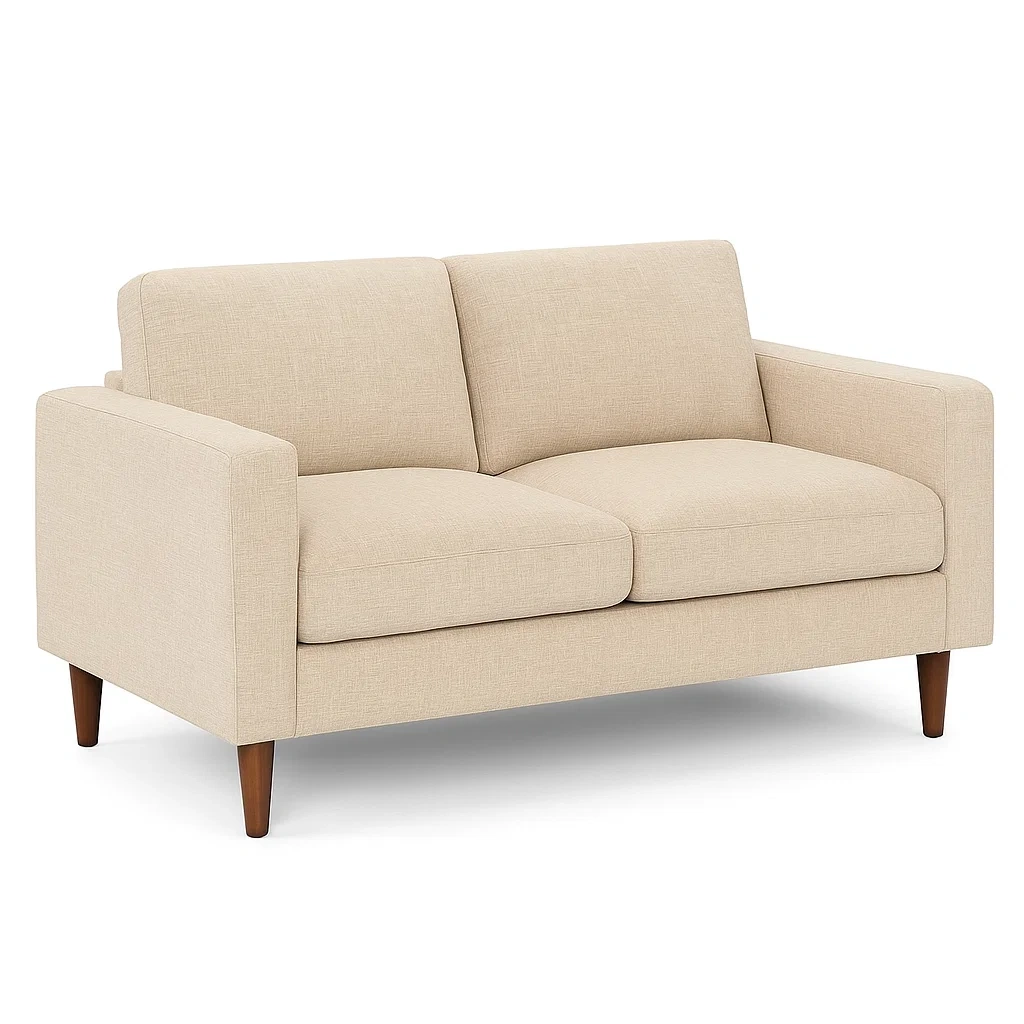 Zweisitzer-Sofa Stoff Creme mit Holzbeinen 150cm-COZYARONE