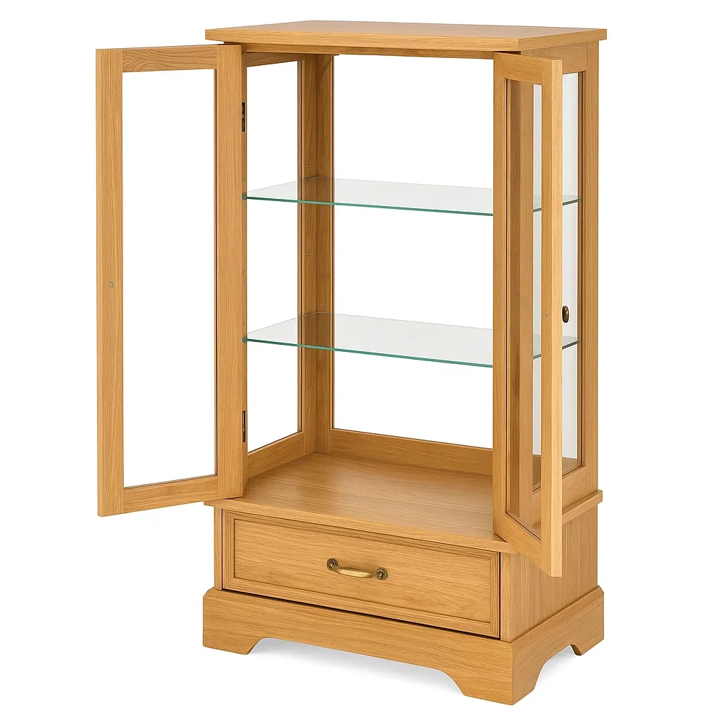 Vitrine aus Eichenholz mit Hartglastüren, 120 cm-COZYARONE