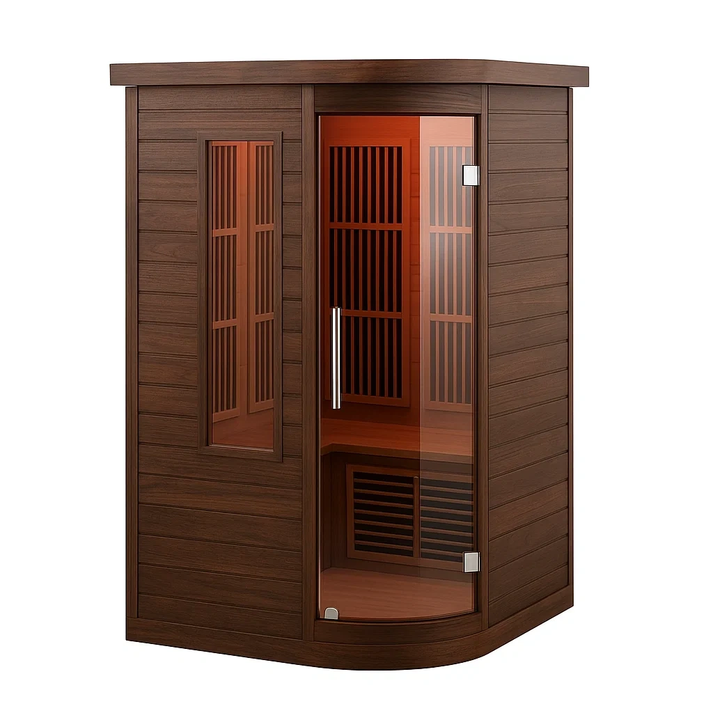 Infrarotsauna aus Hemlockholz mit gehärteter Glastür, Dunkelbraun-COZYARONE