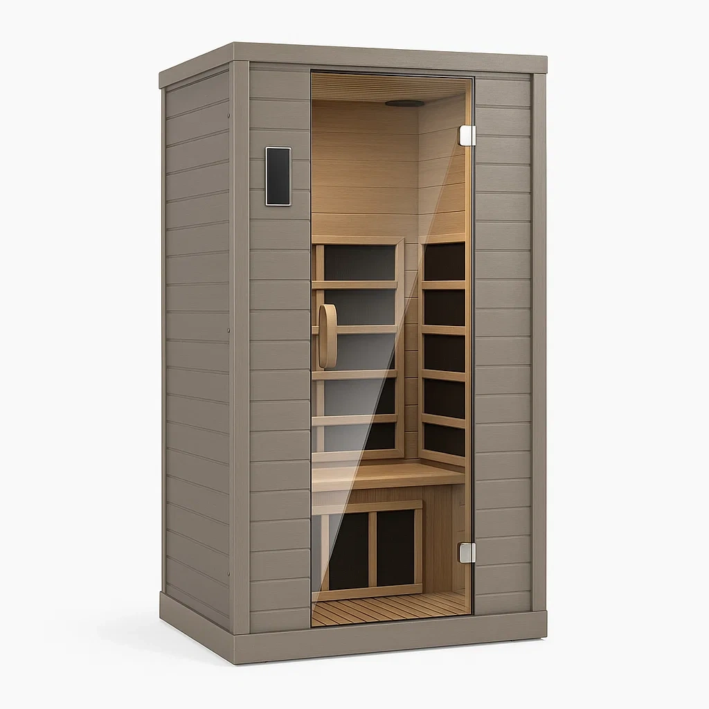 Infrarotkabine aus Holz mit Sicherheitsglas 185x90x90cm-COZYARONE