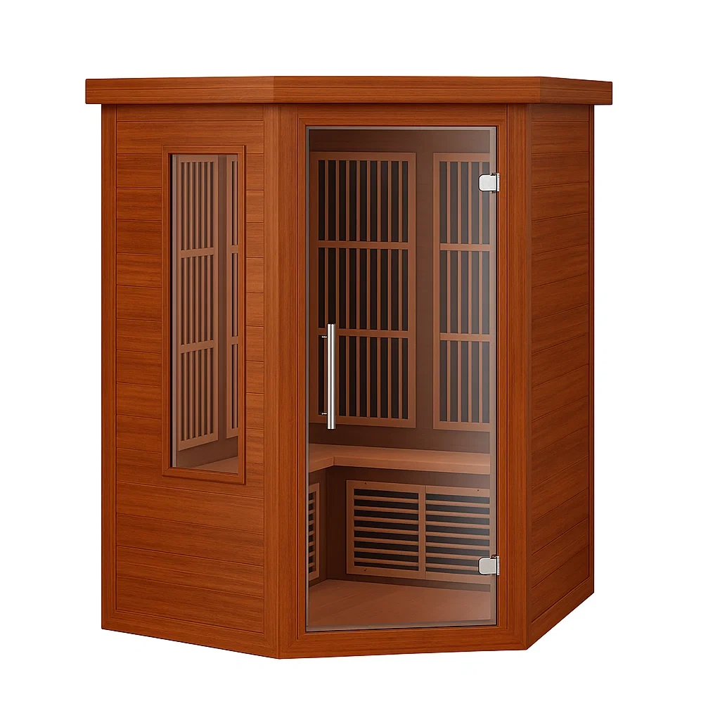 Infrarotkabine für 2 Personen Hemlockholz Sicherheitsglas 150x120x190 cm-COZYARONE