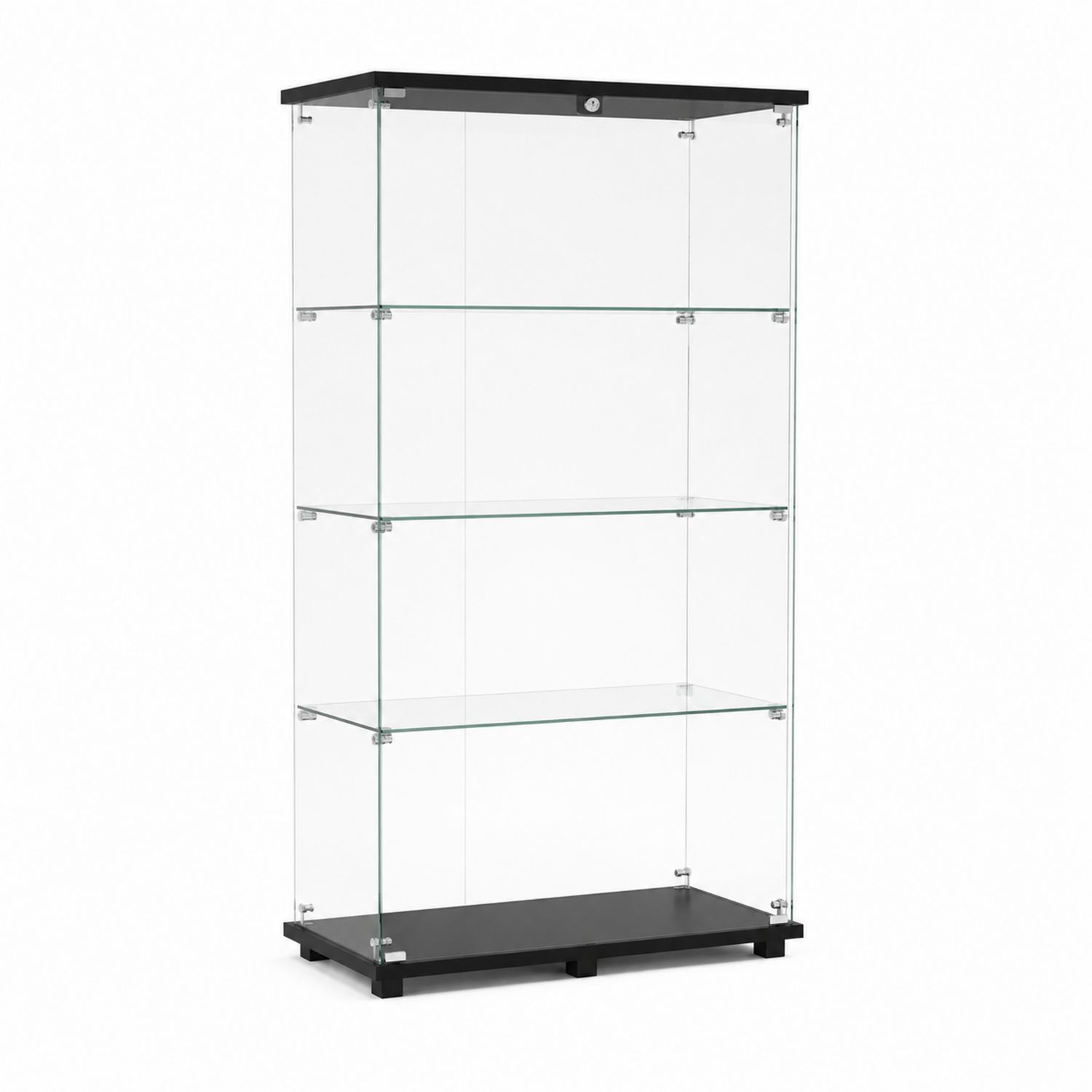 Vitrine en verre trempé avec étagères 80x40x200 cm Noir