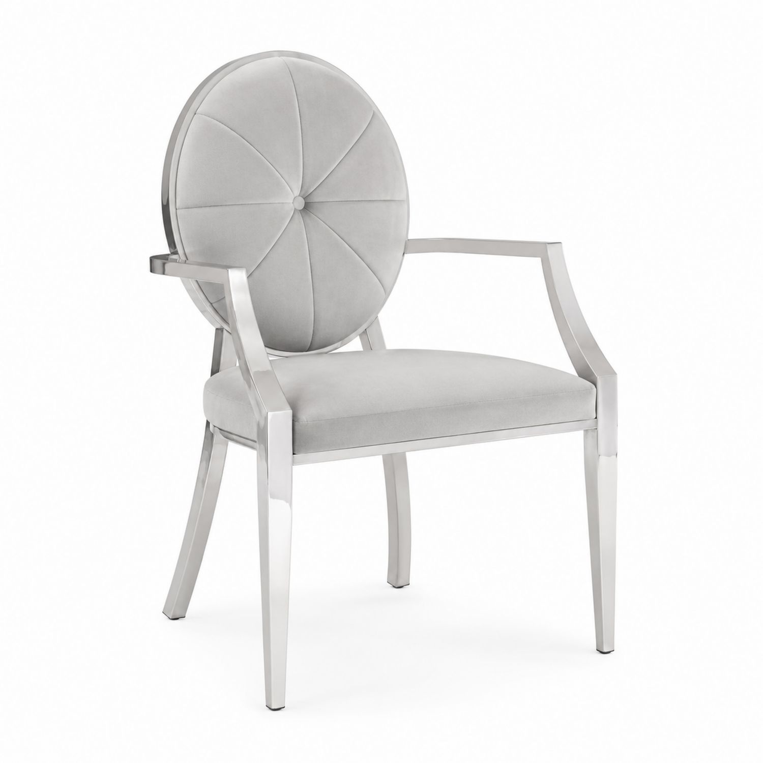 Chaise en velours avec accoudoirs cadre métallique