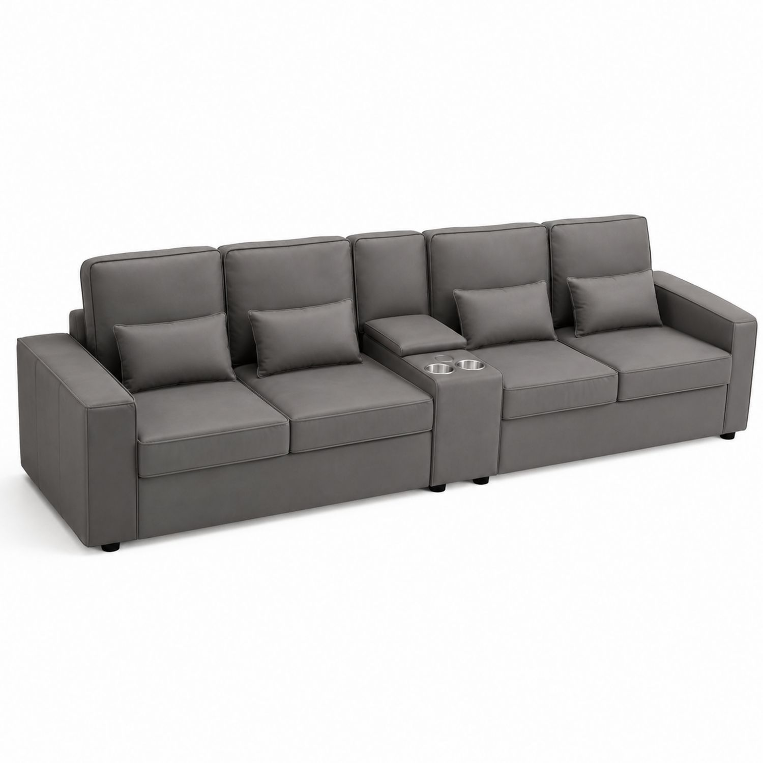 Canapé 6 places en cuir synthétique Gris