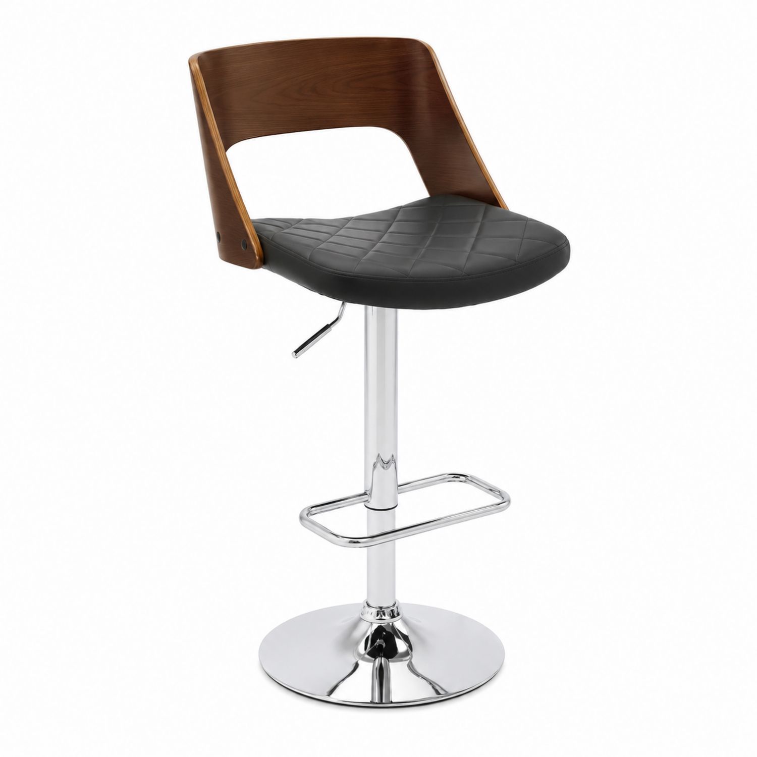 Chaise de bar réglable hauteur bois cuir PU et métal