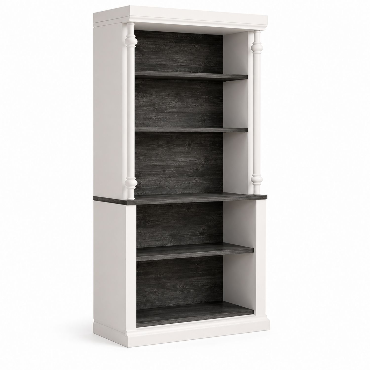 Étagère en bois 5 niveaux Blanc et Gris foncé 180x90x30cm