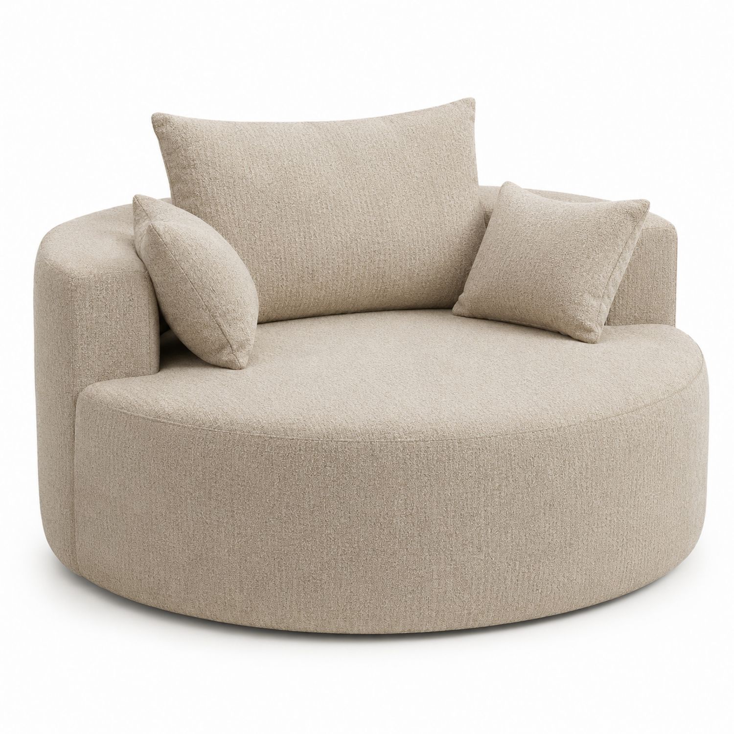 Canapé Rond 2 Places Tissu Beige