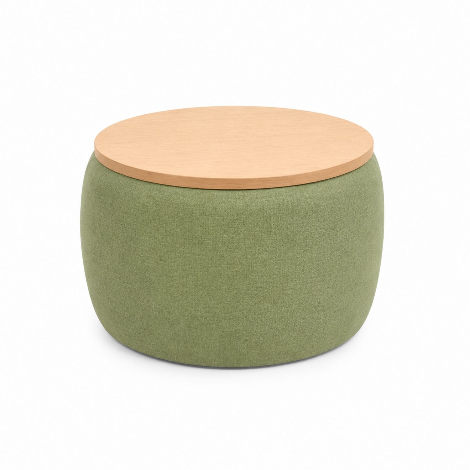 Repose-pieds rond en tissu et bois Ø50 cm