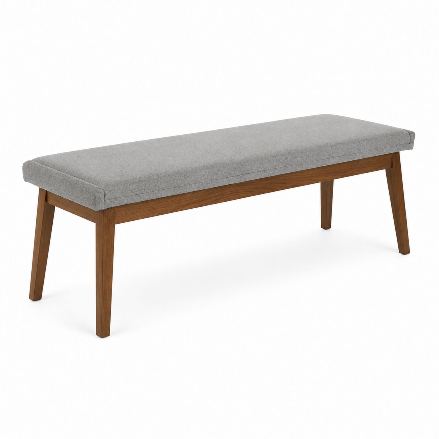 Banc en bois avec revêtement en tissu gris