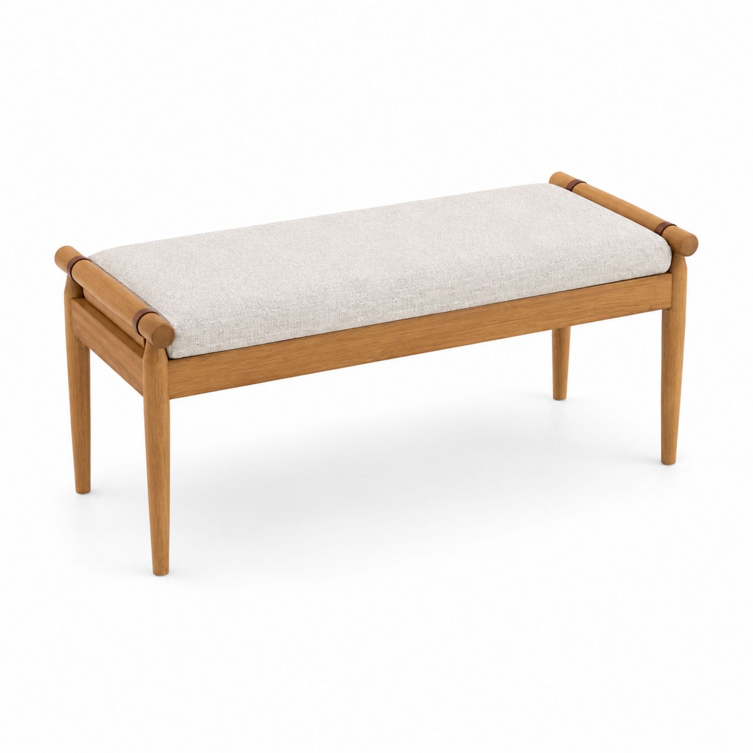 Banc en bois et tissu polyester beige 120 cm
