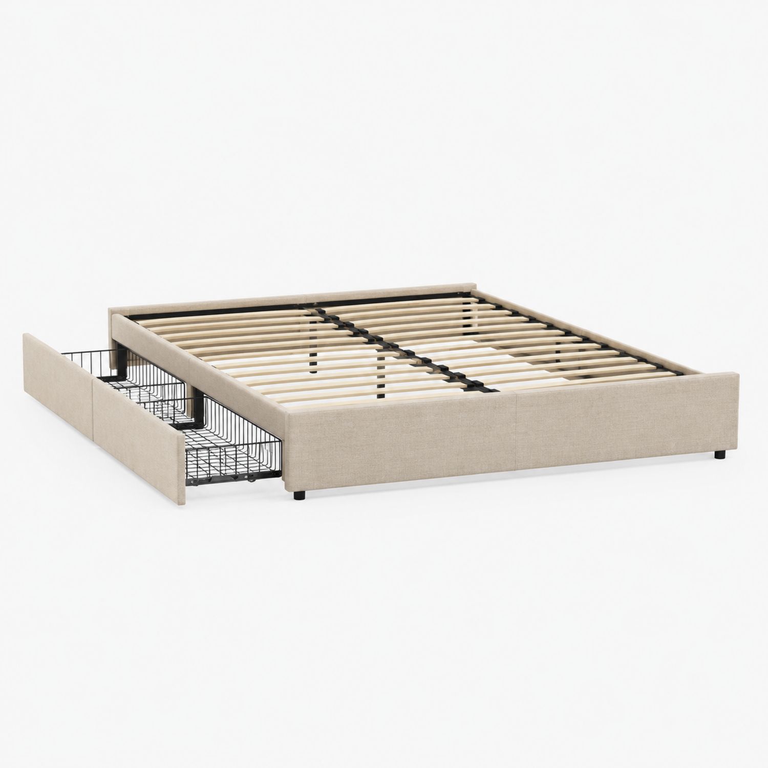 Lit plateforme en bois et polyester avec rangement 200x160 cm