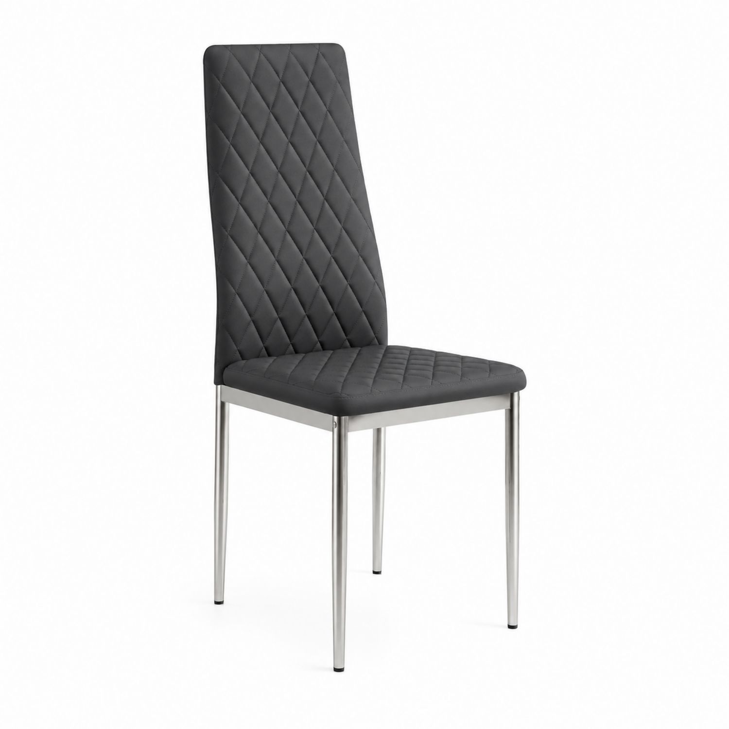 Chaise de salle à manger en PU Gris avec pieds en métal 44x55x96 cm