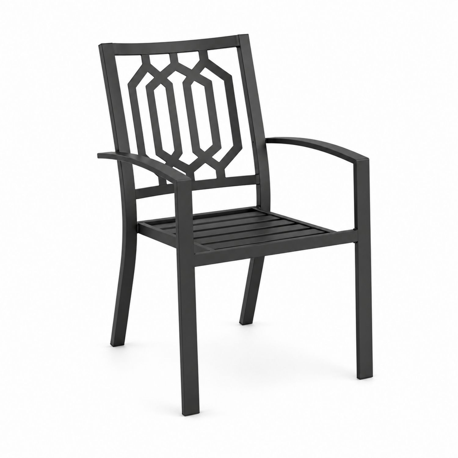 Chaise de jardin en aluminium noir avec motif géométrique