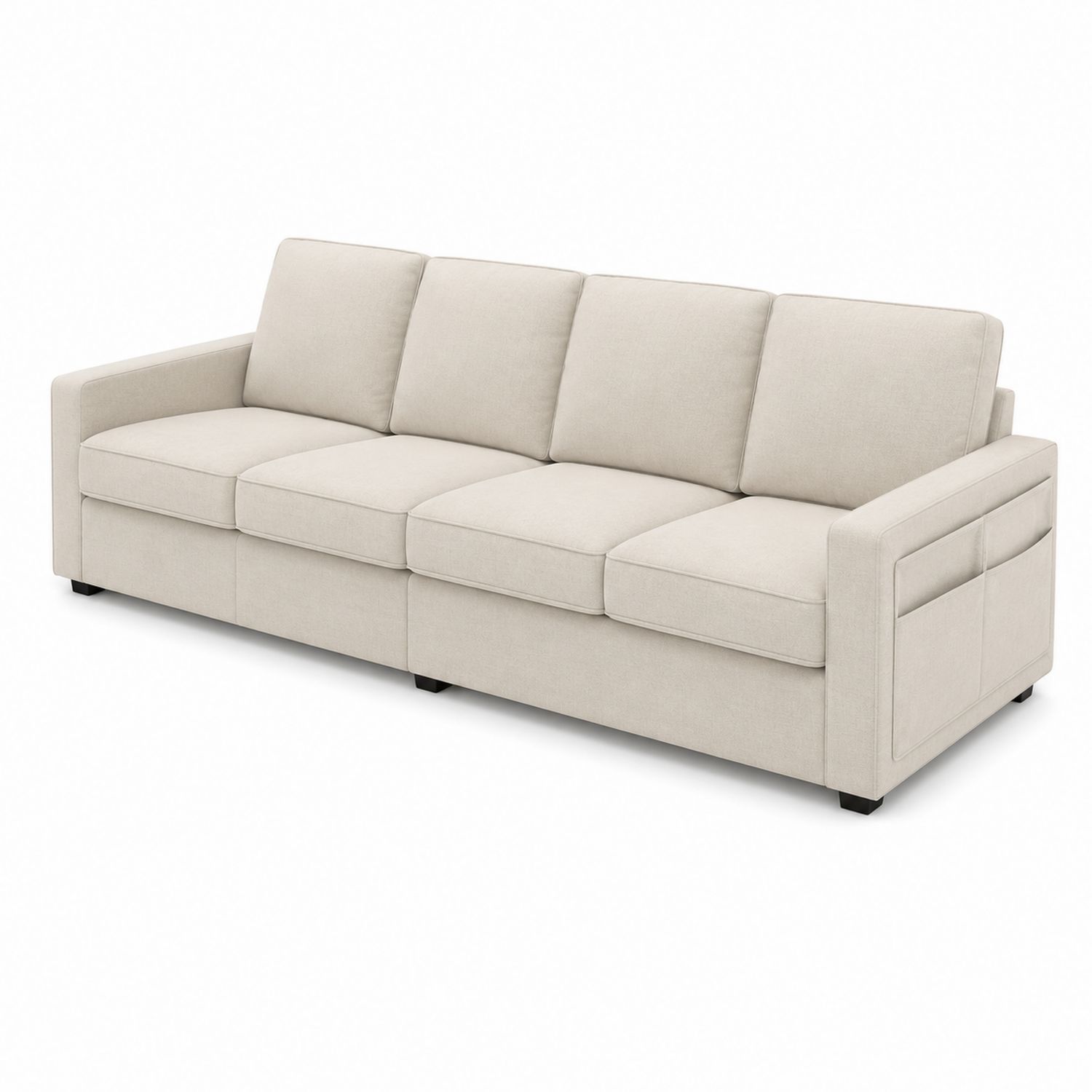 Canapé 4 places en tissu polyester beige