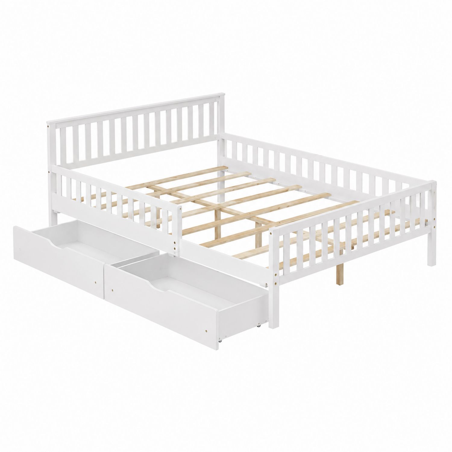 Lit en bois avec tiroirs de rangement blanc 200x160 cm