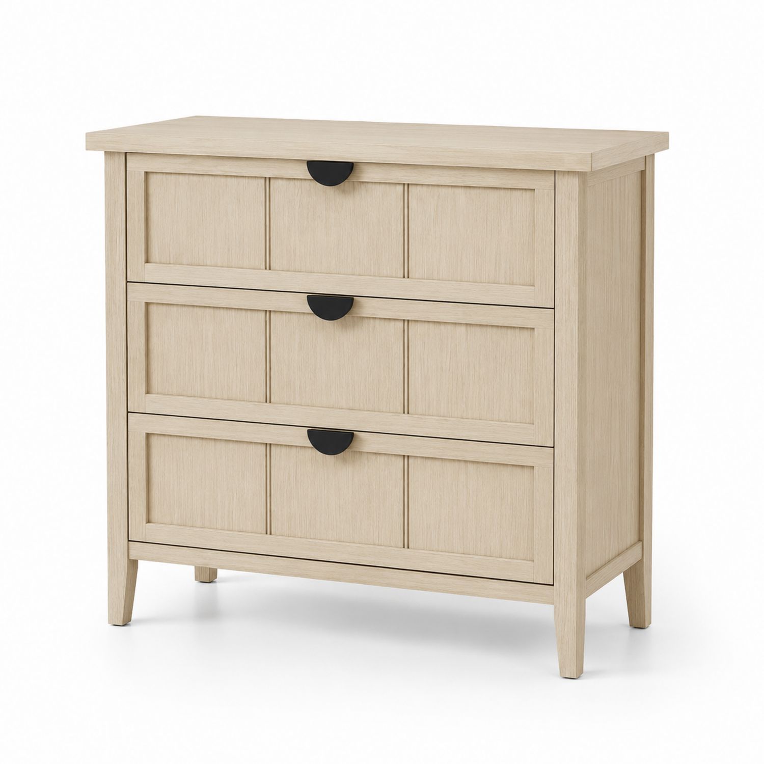 Commode en bois avec 3 tiroirs en chêne clair 100x45x80cm