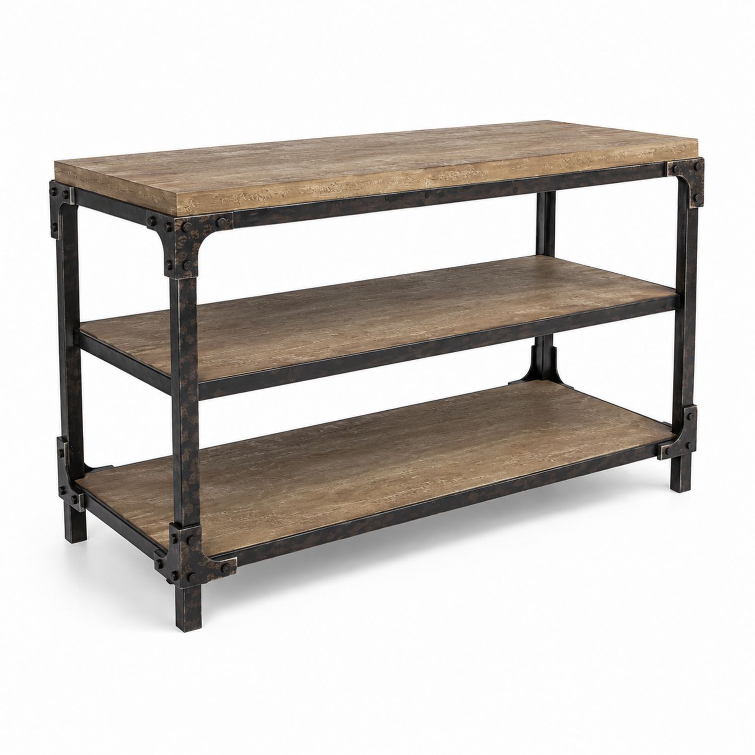 Konsolentisch rechteckig 120x40x80 cm Holz Metall Braun/Schwarz