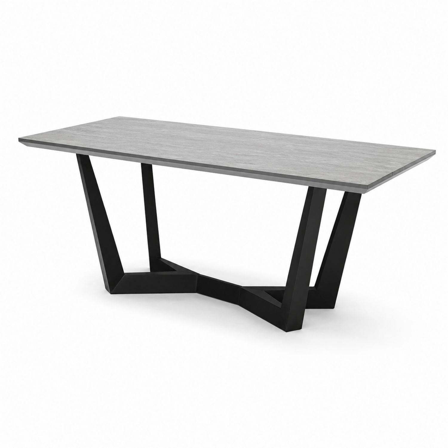 Esstisch Rechteckig MDF Betonoptik Stahl Schwarz