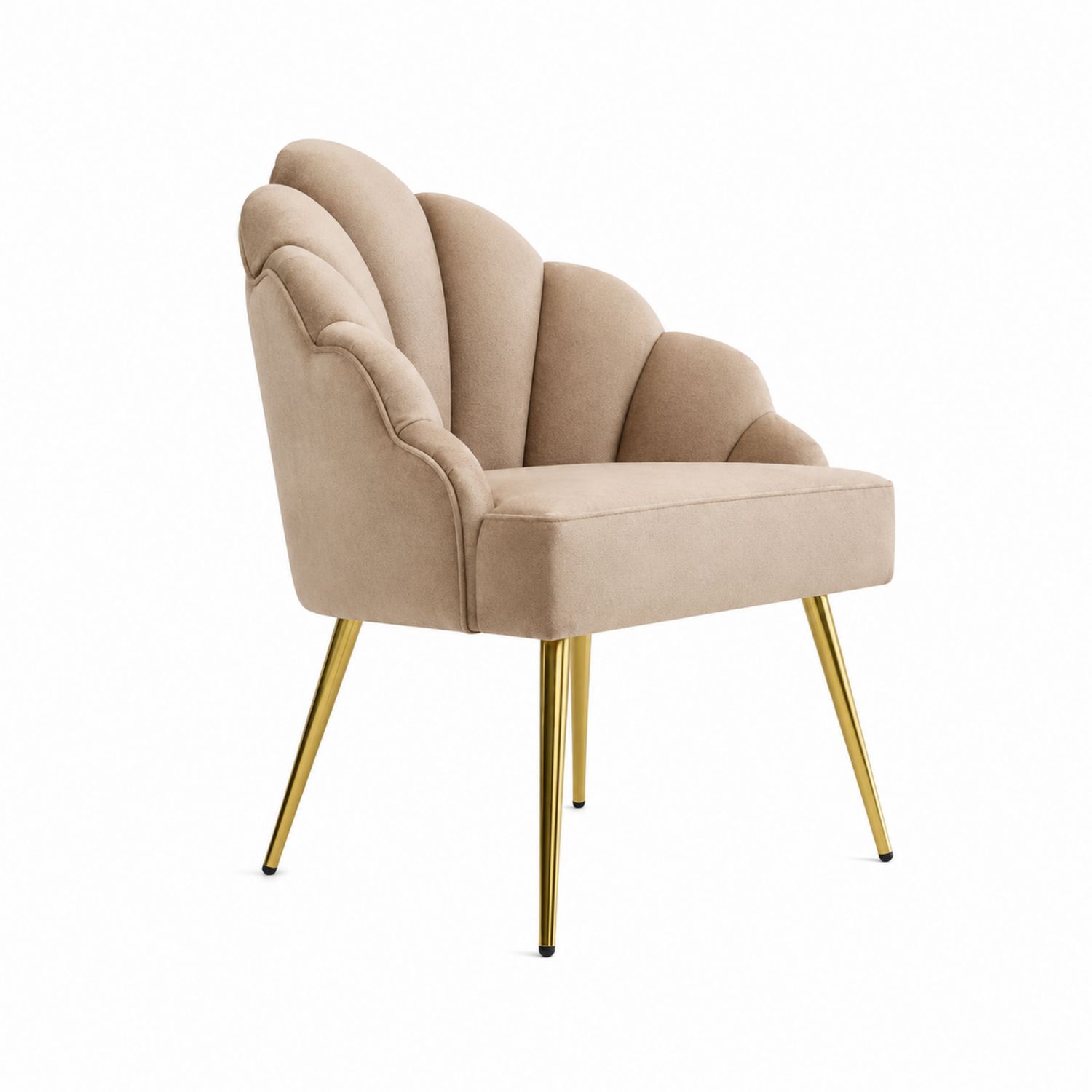 Samt Stuhl mit Gold Metallbeinen Beige