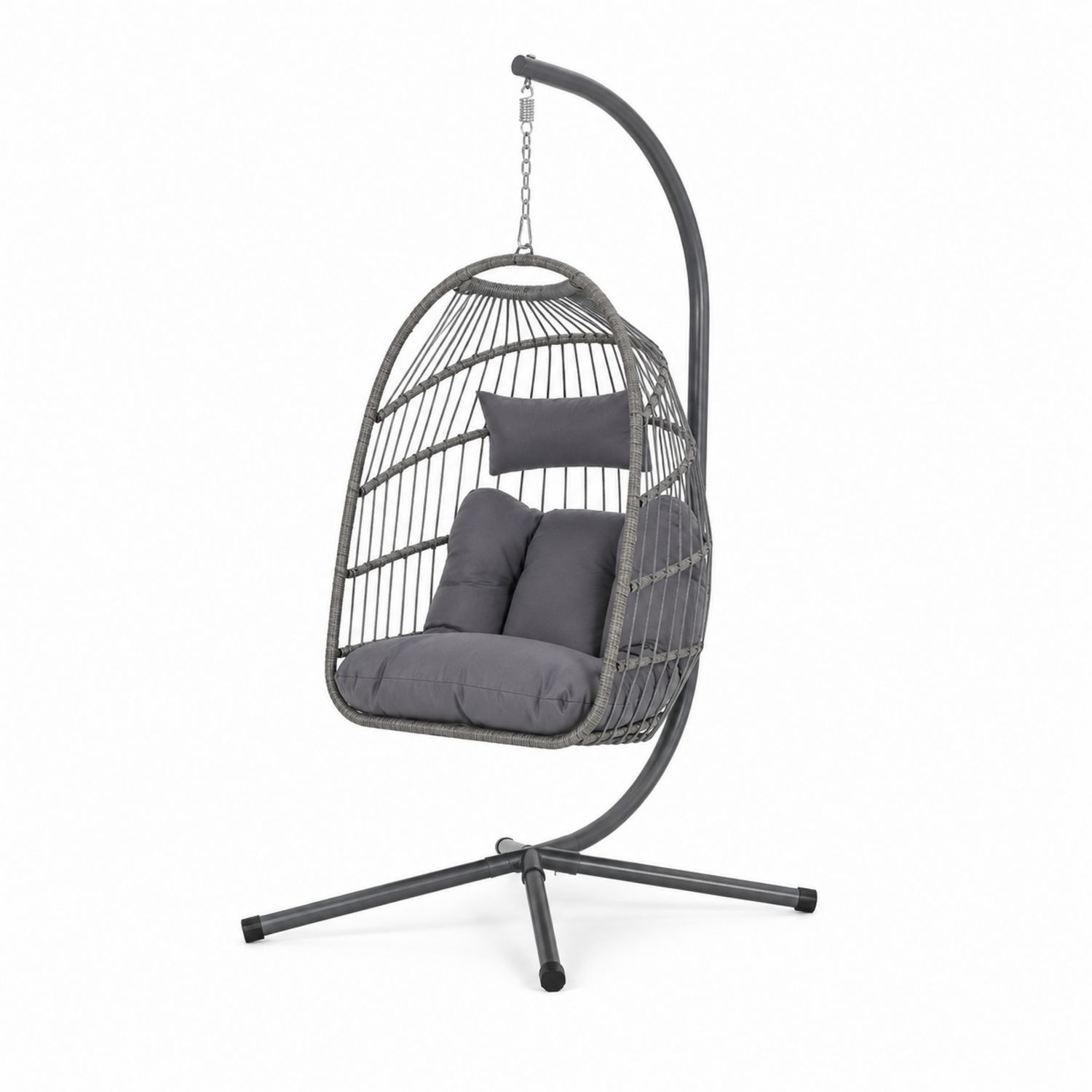 Hängesessel Rattan Stahl Grau