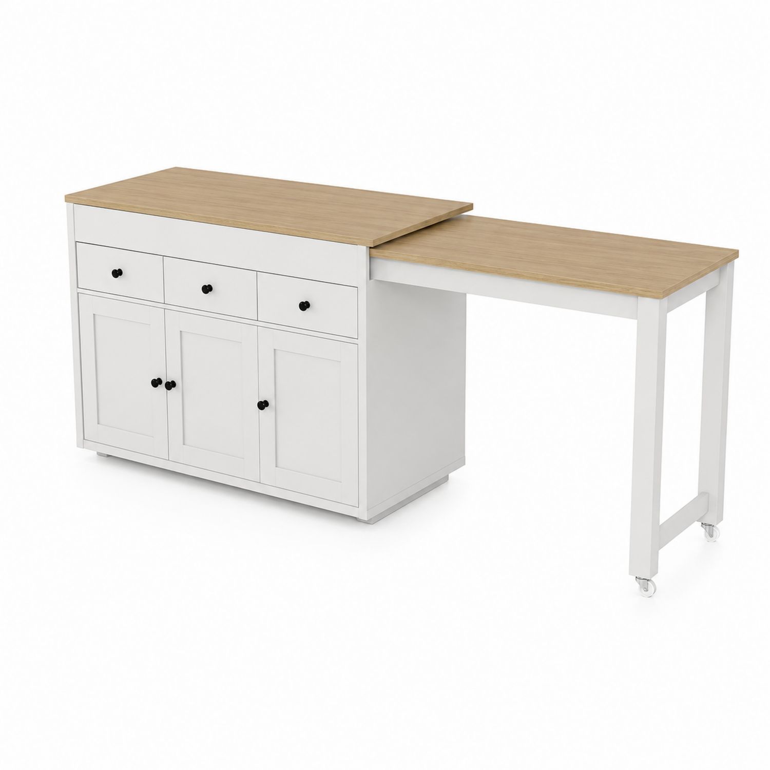 Sideboard mit ausziehbarem Tisch aus MDF in Weiß