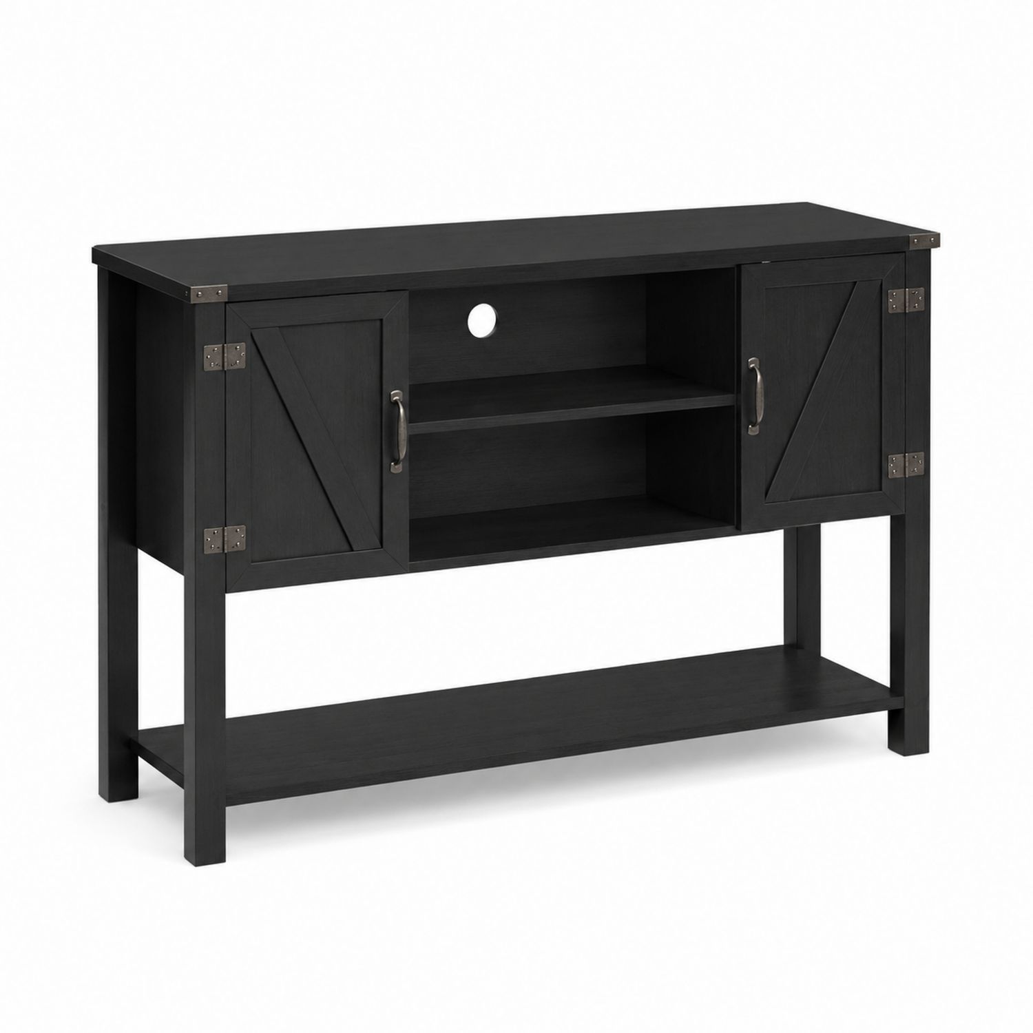 Schwarzes MDF-Sideboard mit zwei Türen und Regal