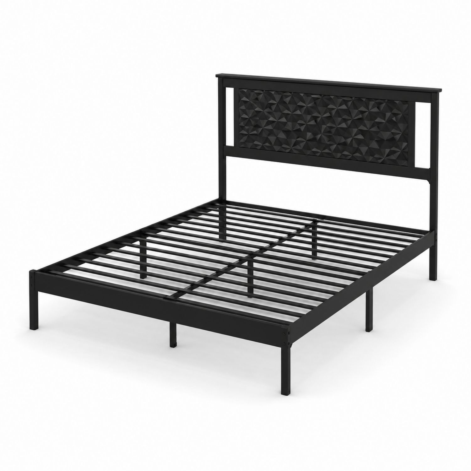 Metallbett Schwarz mit geometrischem Design 200x160 cm