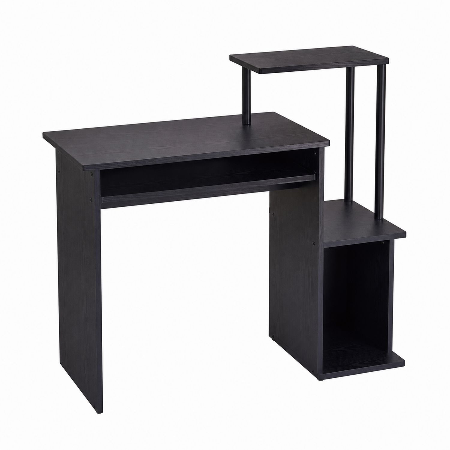 Schreibtisch mit Regal und Monitorständer aus Holzwerkstoff, Schwarz