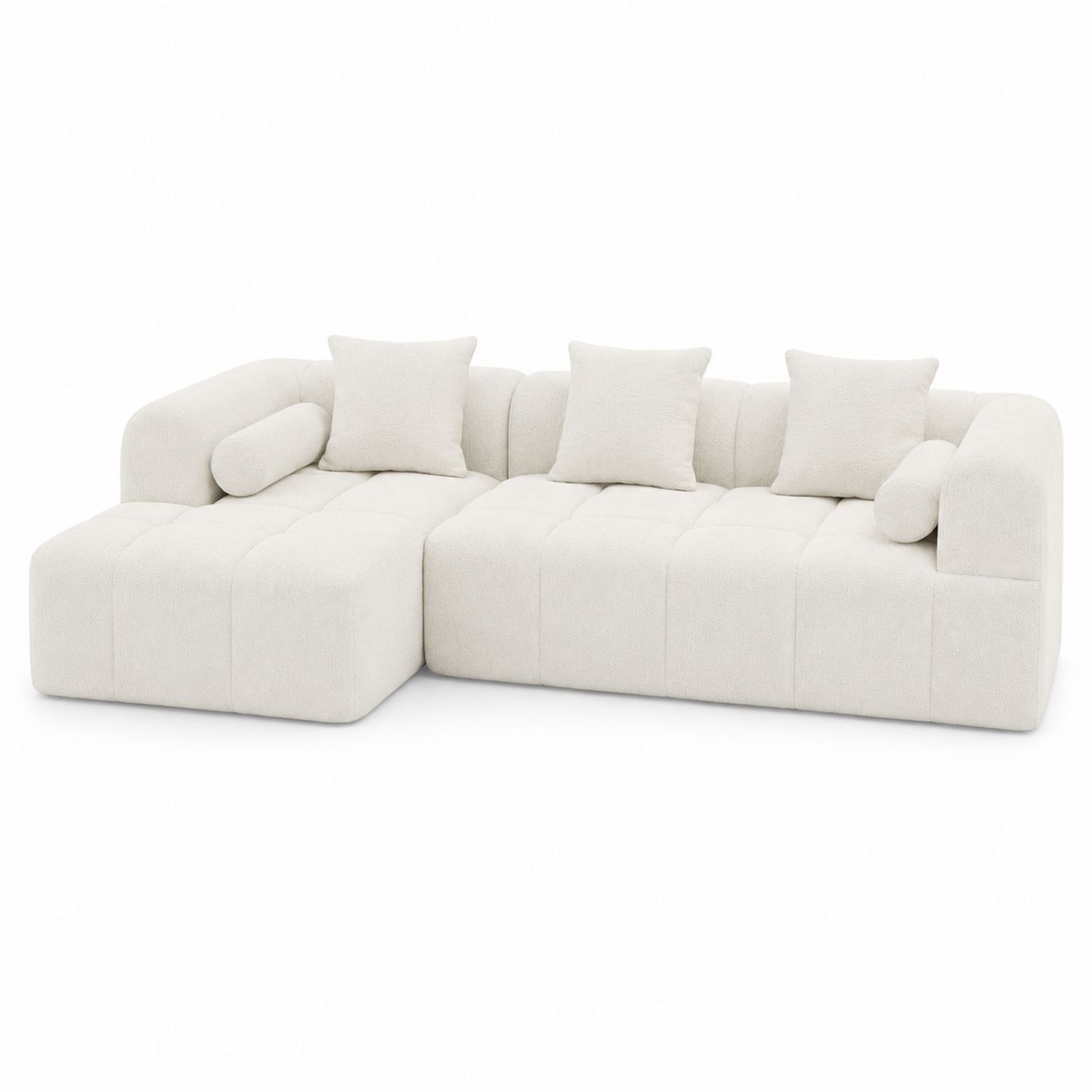 Ecksofa Set Textilgewebe Beige