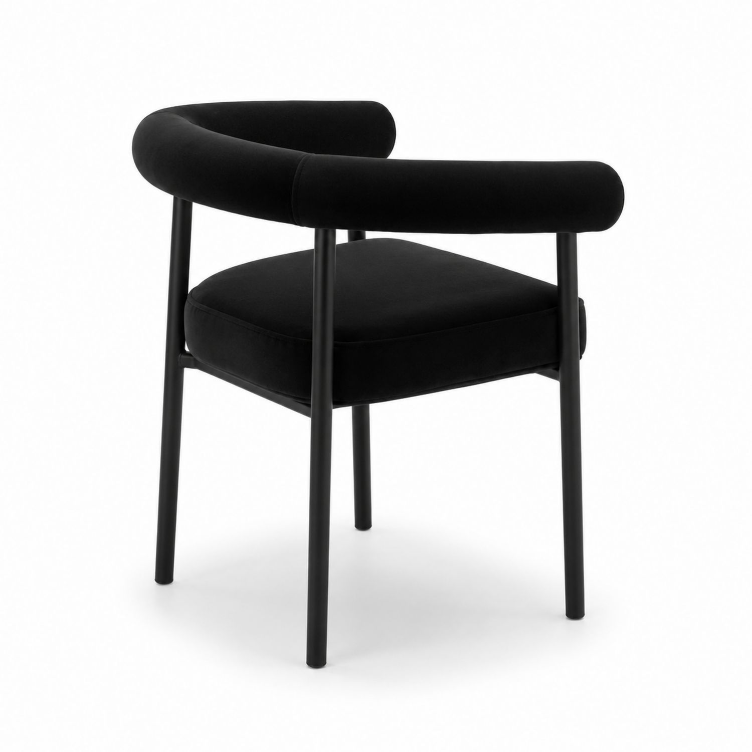 Samtstühle mit Metallbeinen, Schwarz