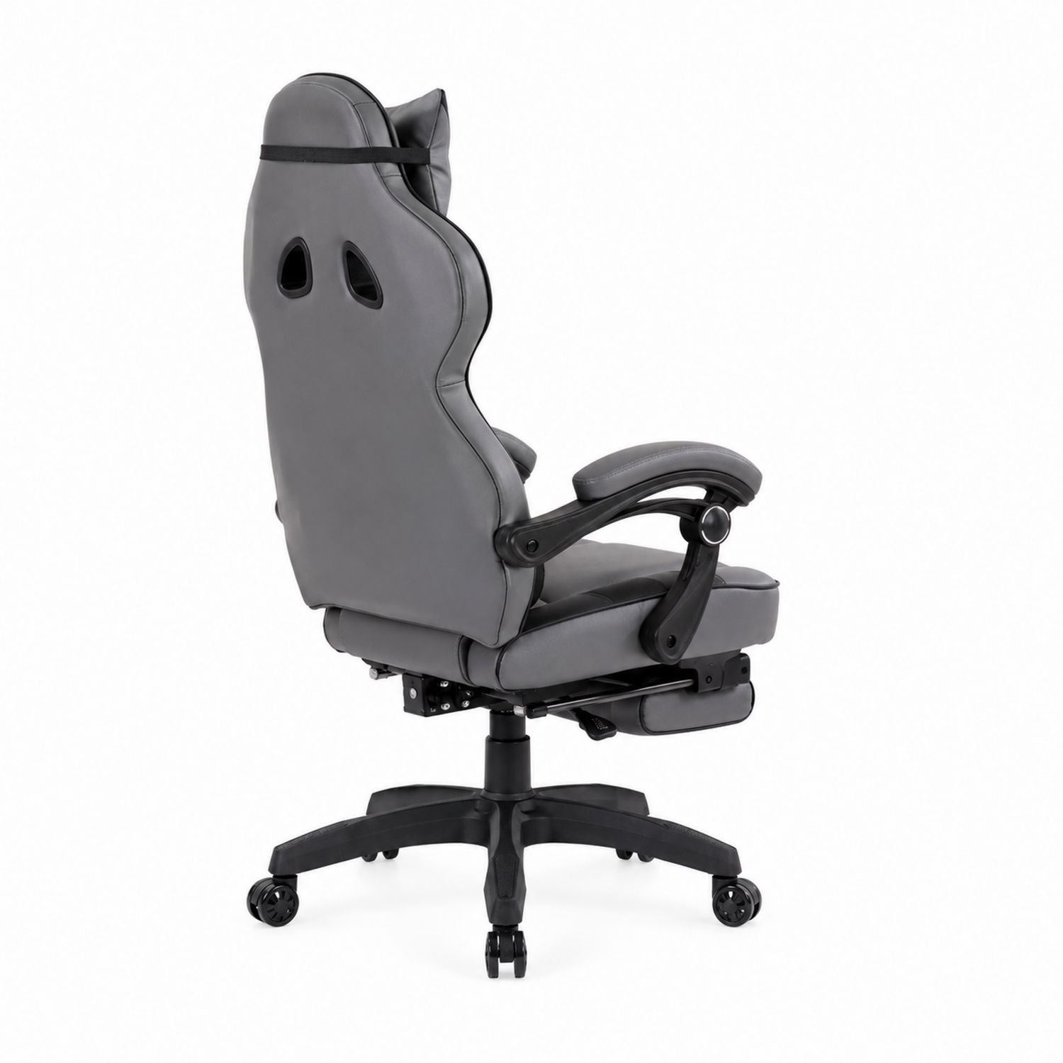 Ergonomischer Bürostuhl aus grauem PU-Leder