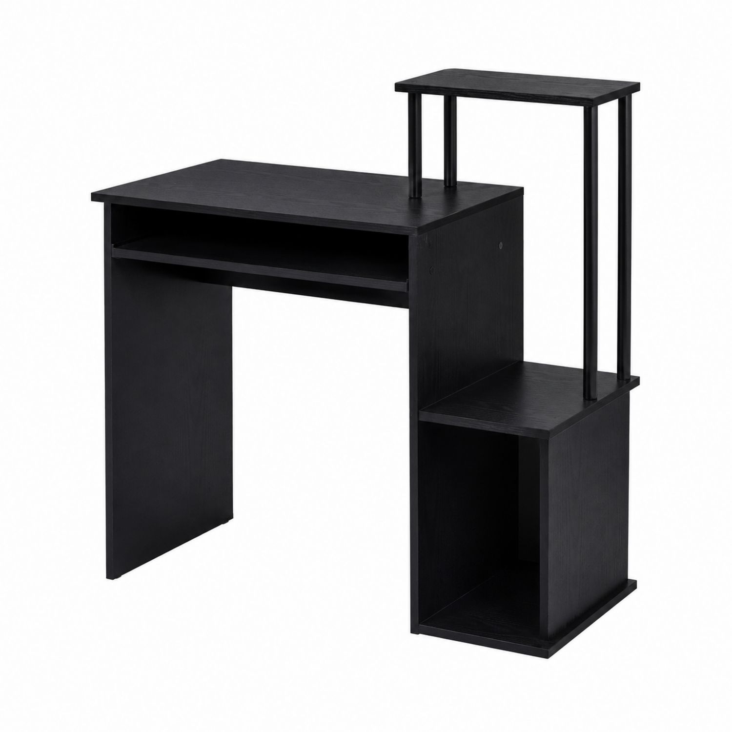 Computertisch mit Regal und Tastaturfach Holzwerkstoff Schwarz 90 cm