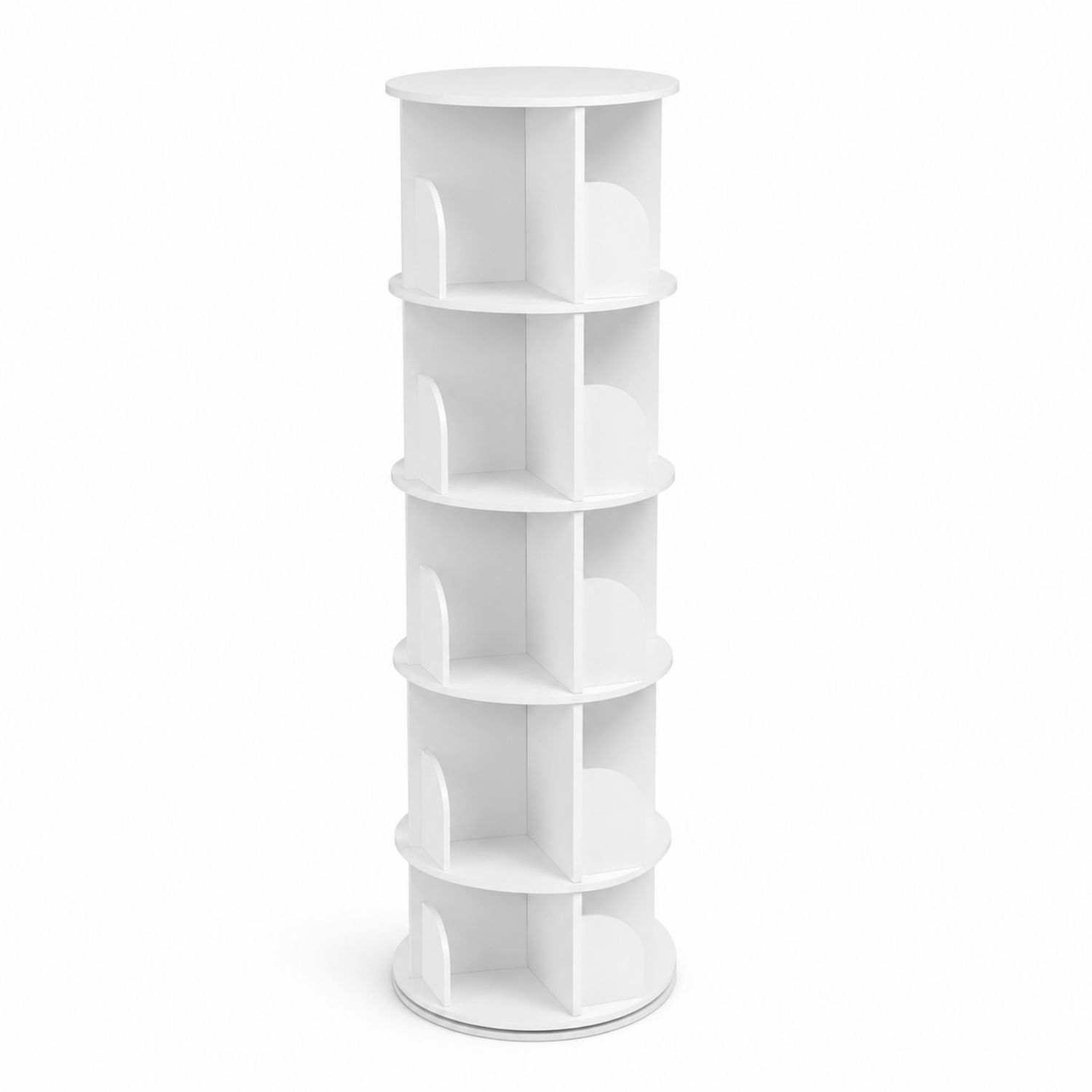 Rundes Drehbares Bücherregal aus MDF Weiß 150 cm