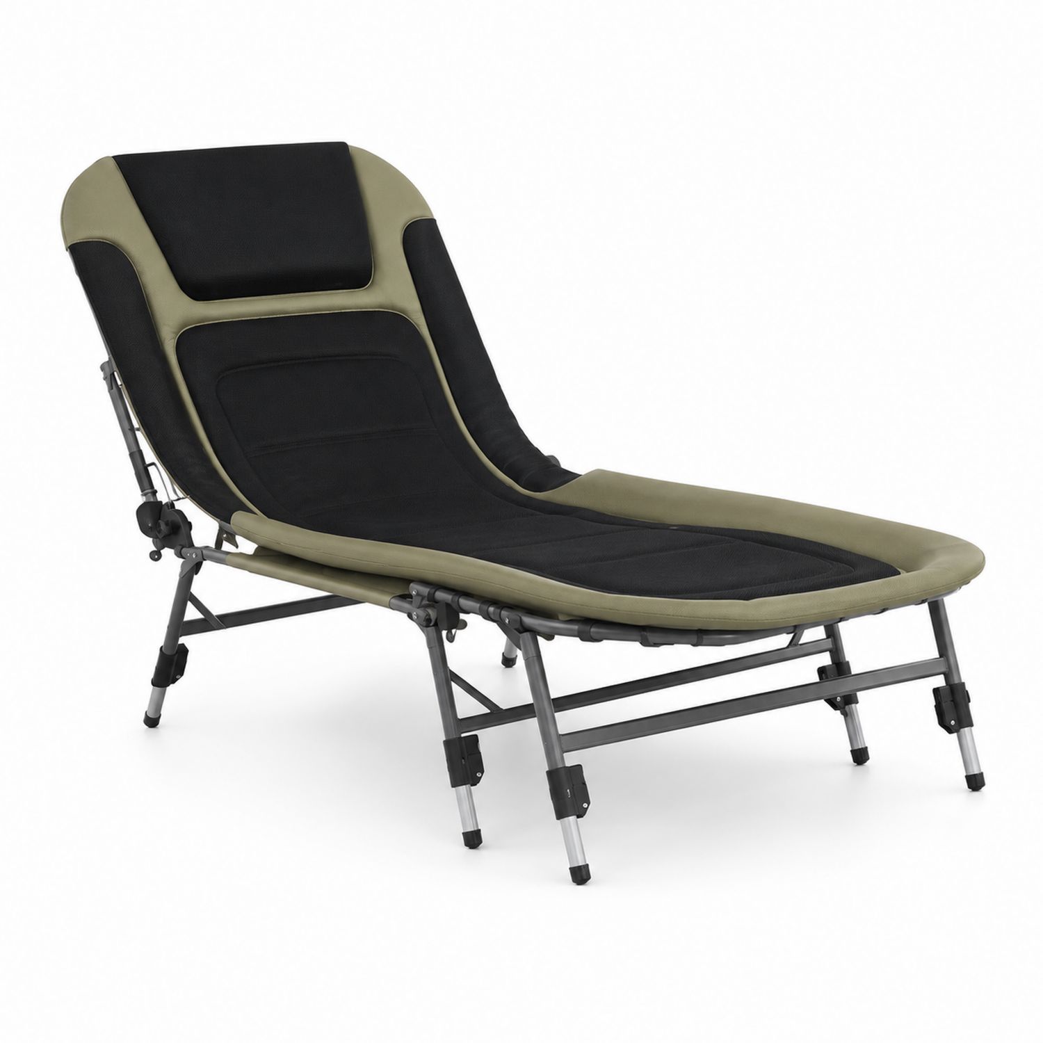 Klappbarer Outdoor-Liegestuhl Aluminium Polyester Oliv/Schwarz