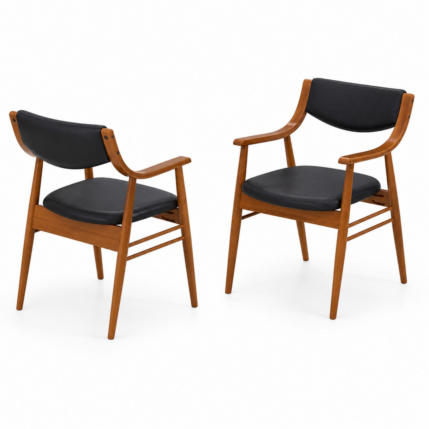 Esszimmerstühle Set aus Holz mit PU-Leder Schwarz 2er-Set
