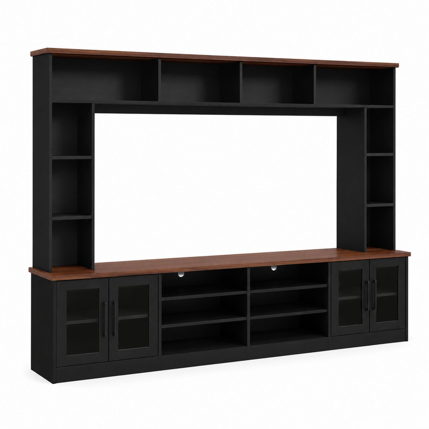 TV-Möbel-Set Holz schwarz/braun 200x40x180cm