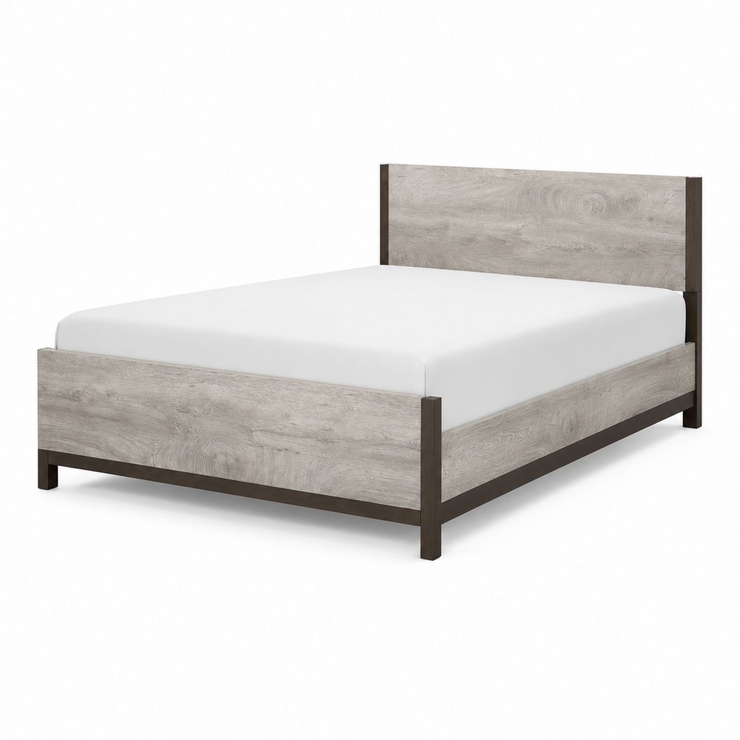 Bett aus MDF und Stahl in Grau