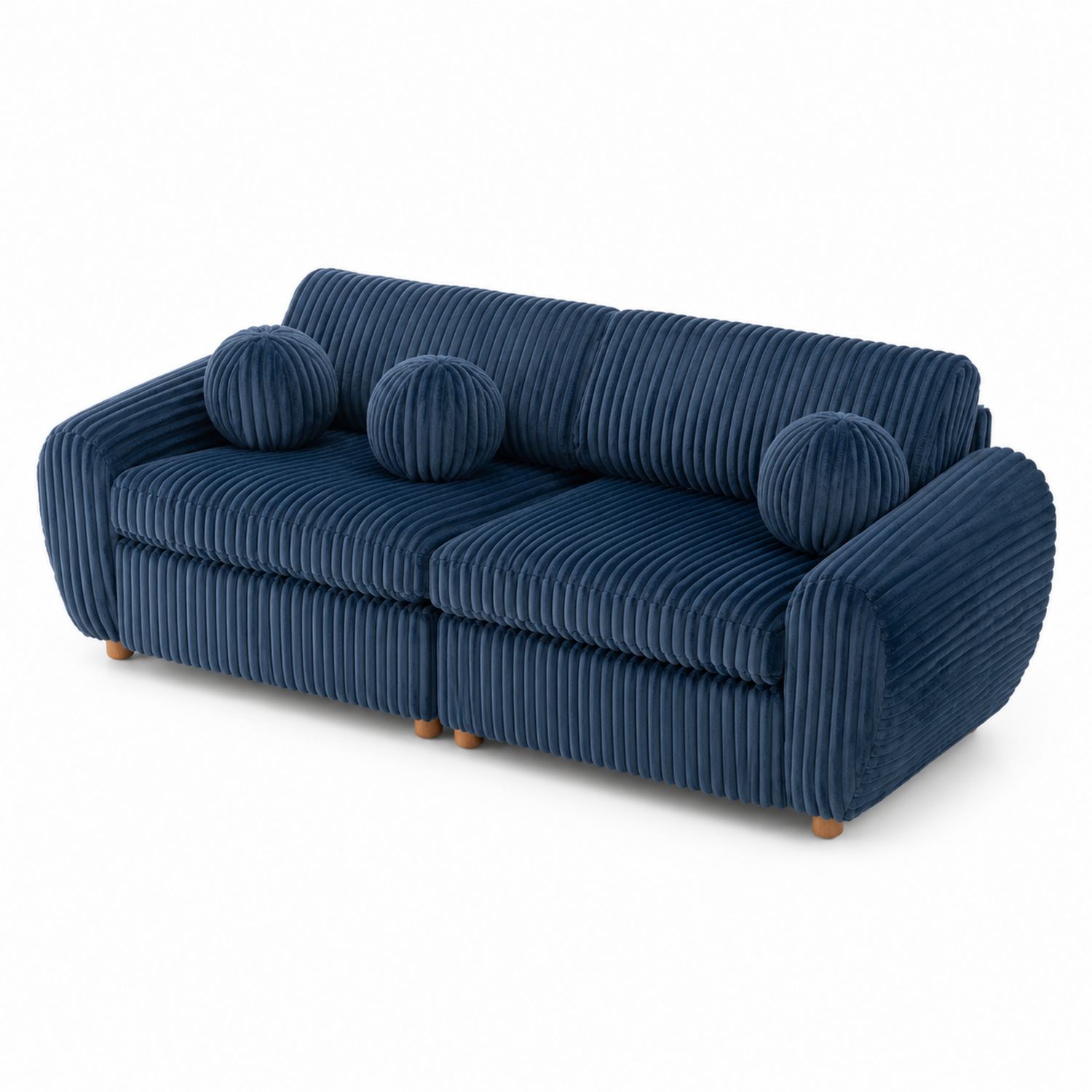 3-Sitzer Sofa aus Kordstoff Dunkelblau