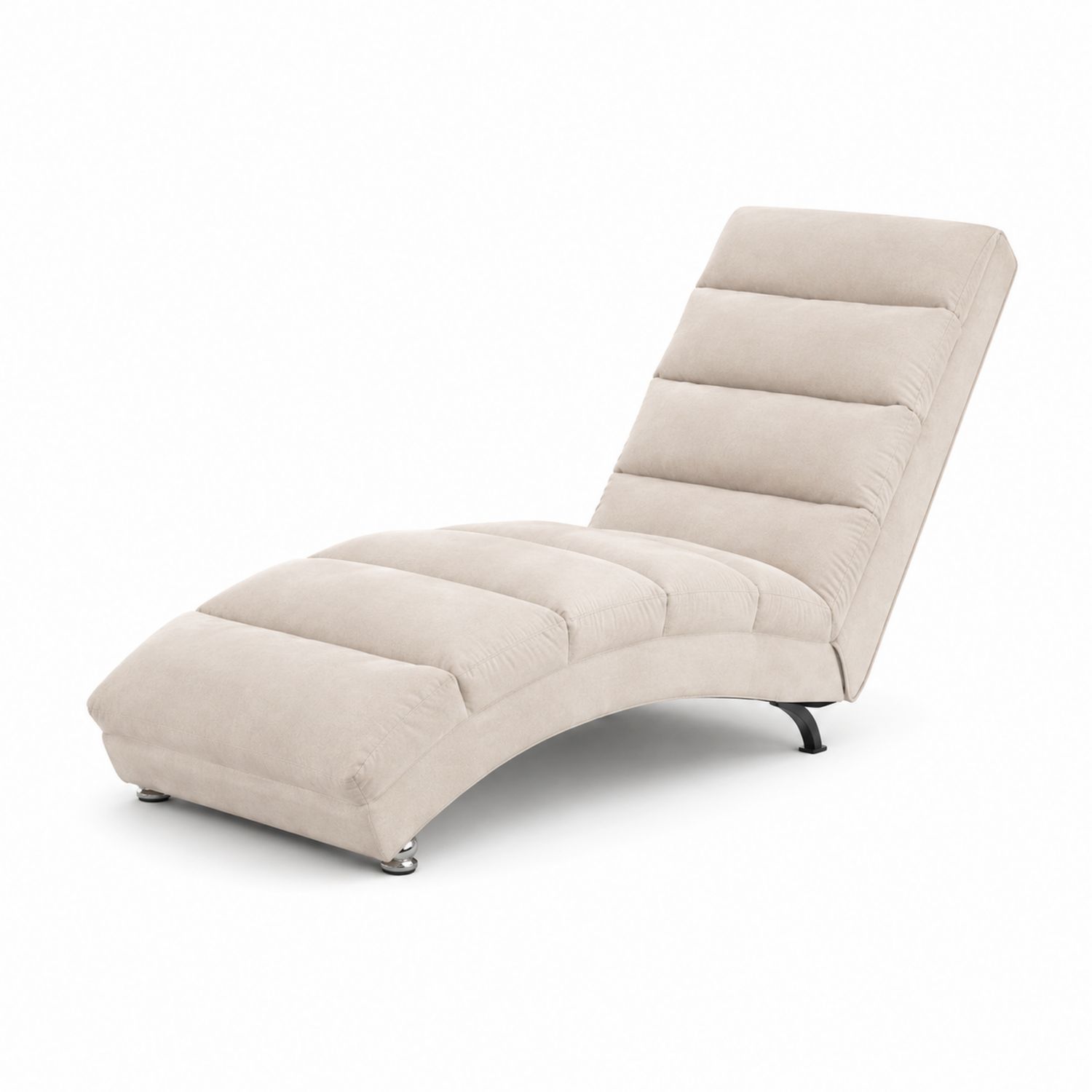 Chaise Lounge Relaxliege Metallbeine Stoff Beige
