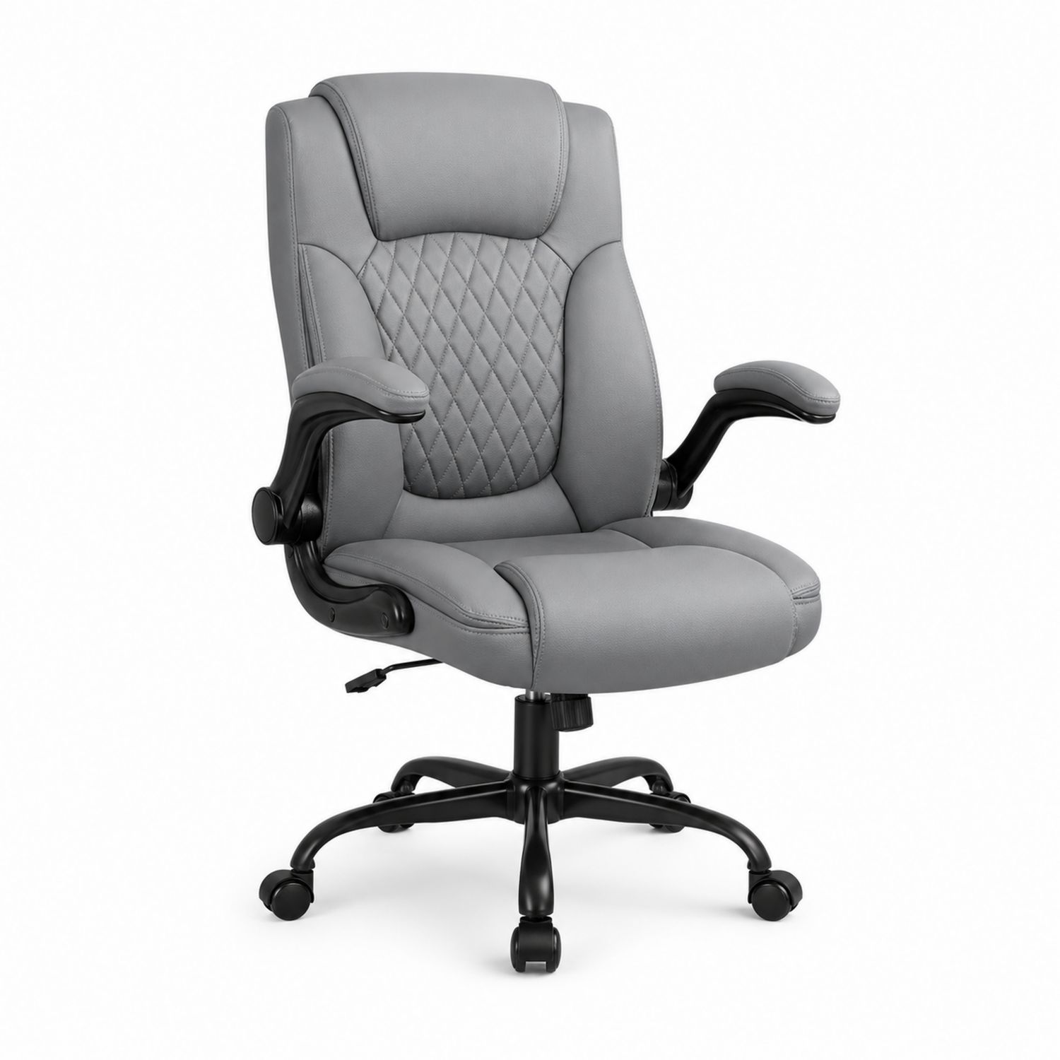 Ergonomischer Bürostuhl mit Armlehnen, Höhenverstellbar, Grau