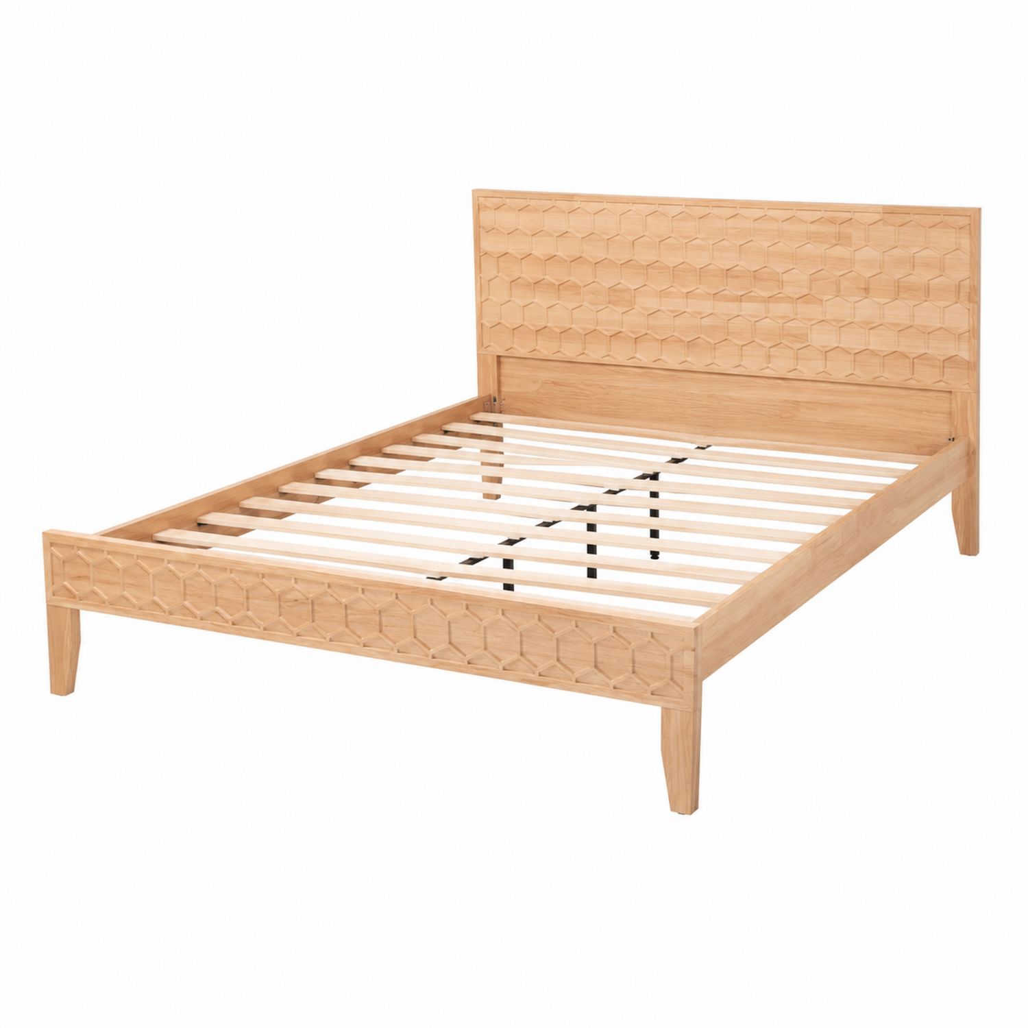 Holzbett 200x180 cm Eichenholz Natur