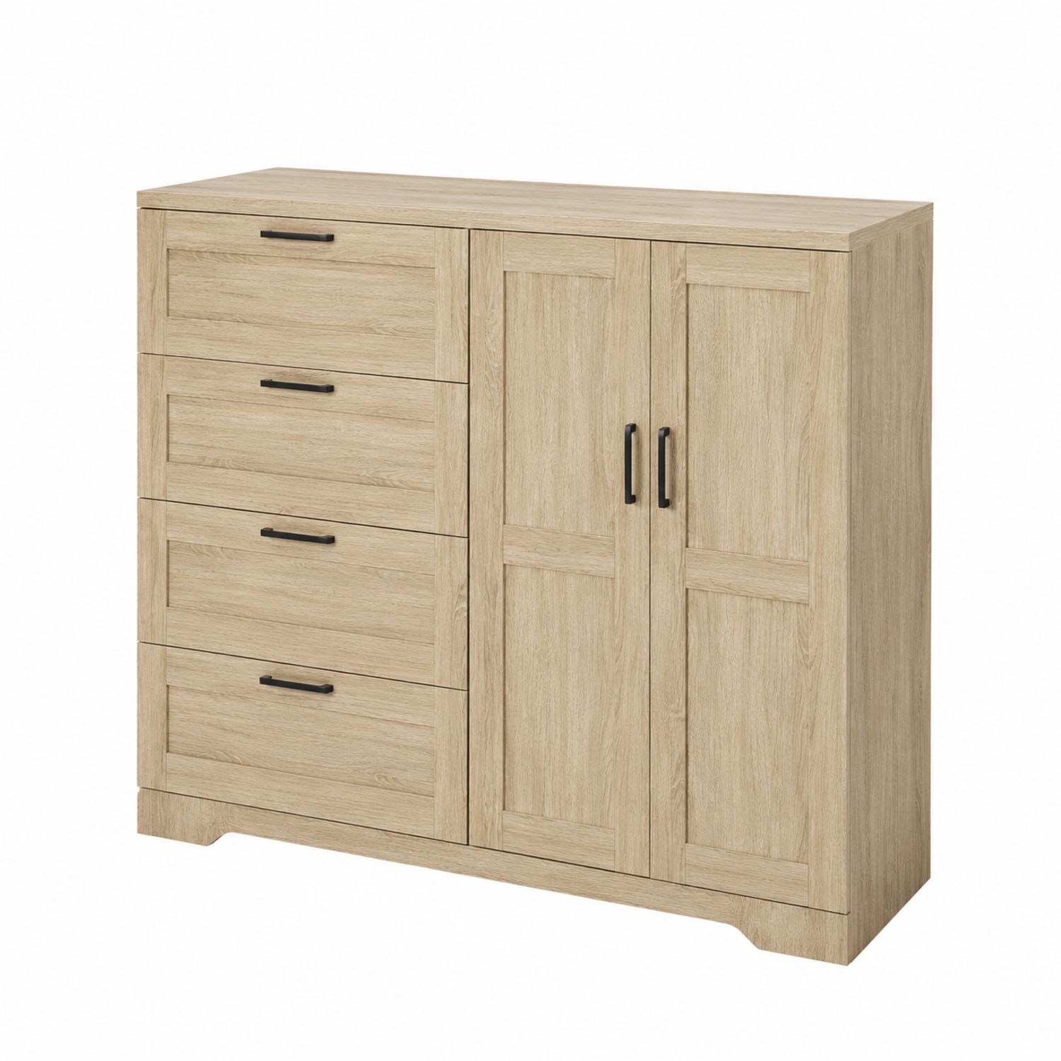 Kommode mit 4 Schubladen und 2 Türen aus MDF Eiche