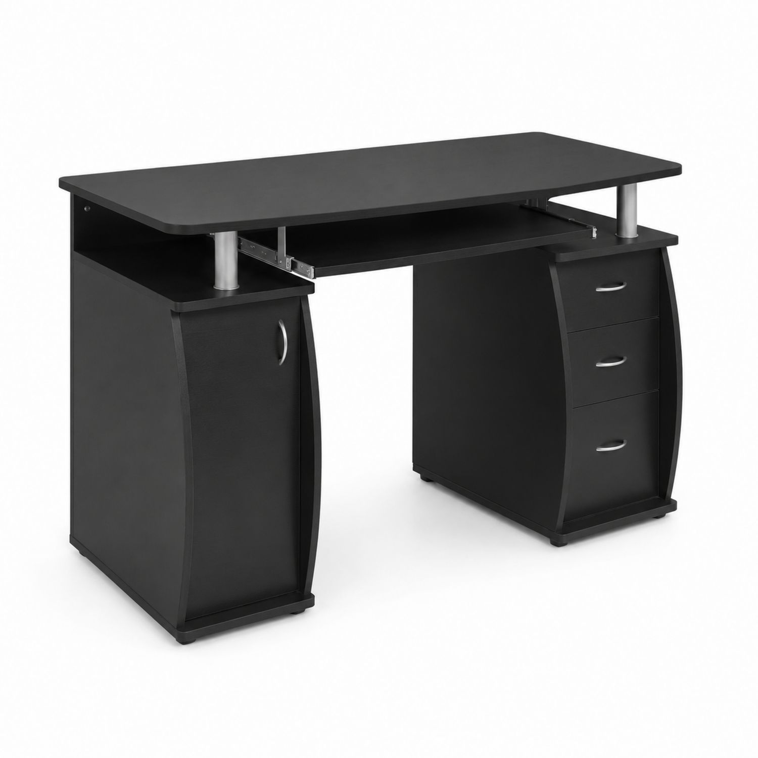 Schreibtisch aus MDF und Metall mit Tastaturablage Schwarz 120x60x75 cm
