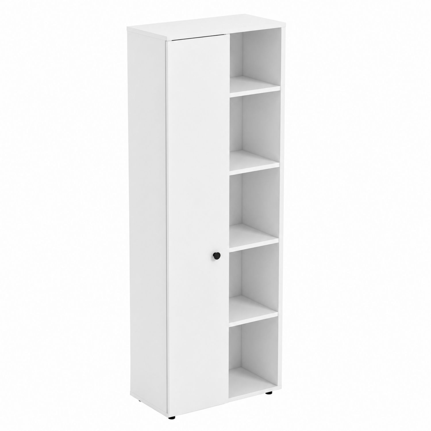 Hochschrank mit Tür 5 Fächer MDF Weiß